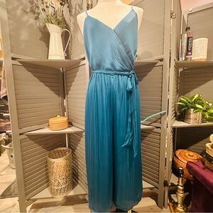 Silky Teal Wide Leg Capris Pant Jumpsuit by Banana Republic - NWTS!